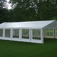 Party stan 12x6 m - bílý  s okny v bočnicích